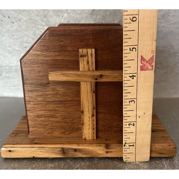 Vintage Handcrafted Wood Wooden Christian Cross Napkin Letter‎ Holder Handmade - Picture 9 of 9